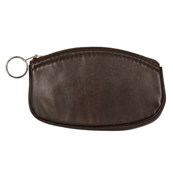 PICCADILLY VINTAGE LEATHERETTE COMPACT POUCH W/ KEY RING – MADE IN ENGLAND - Picture 1 of 10